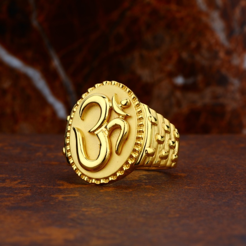 22KT Gold Hallmark Om Design Ring For Men's
