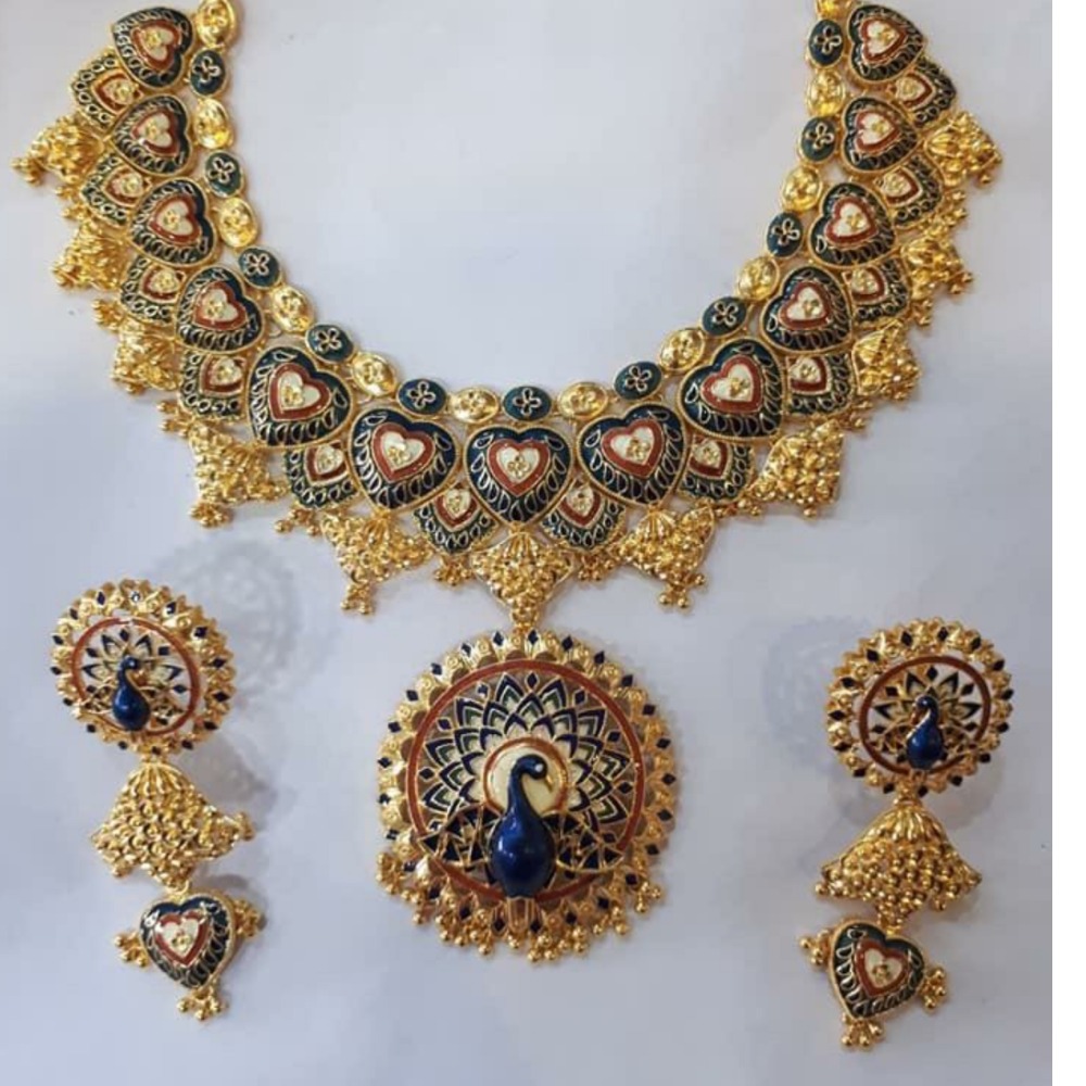916 Gold classic peacock necklace set gj-800