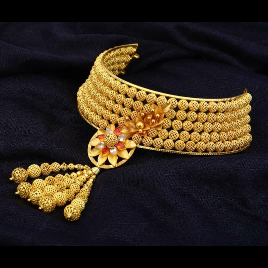 916 Gold Choker Necklace Set GJ-214