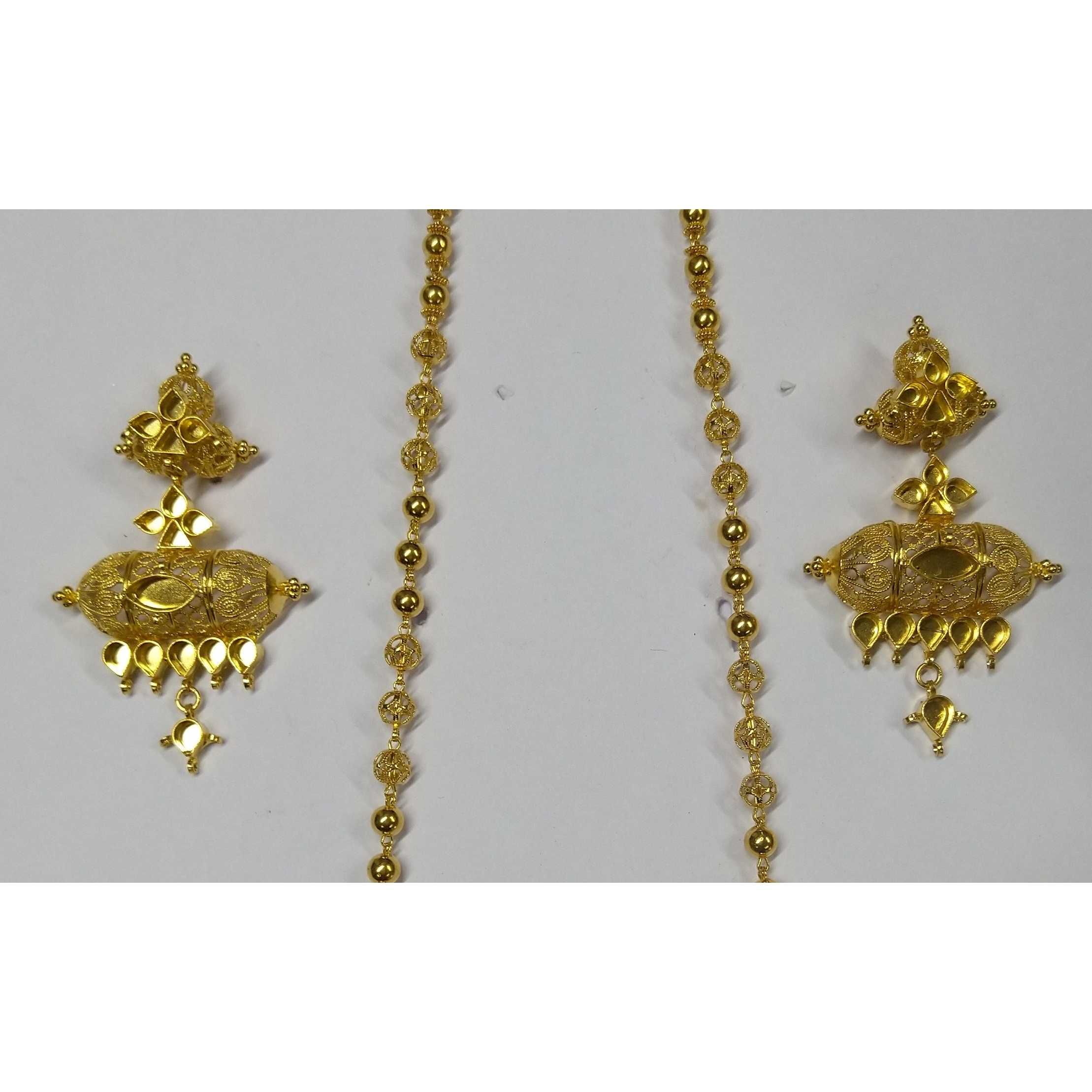 916 Gold Fancy Antique Jadtar Dodi Pendant Set Akm-ps-182 - Image 3
