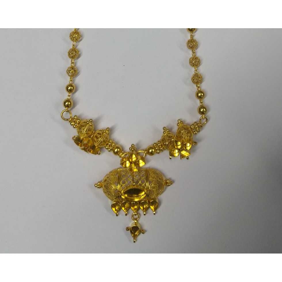 916 Gold Fancy Antique Jadtar Dodi Pendant Set Akm-ps-182 - Image 2