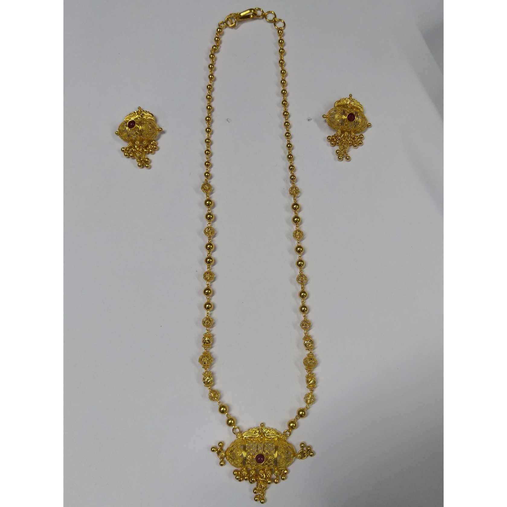 916 Gold Fancy Coller Dodi Pendant Set Akm-ps-181
