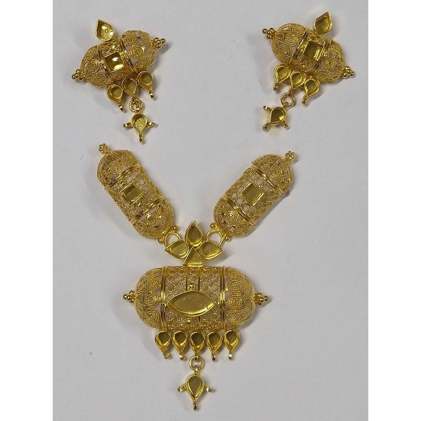 916 gold fancy antique Jadtar pendant set akm-ps-169 - Image 4
