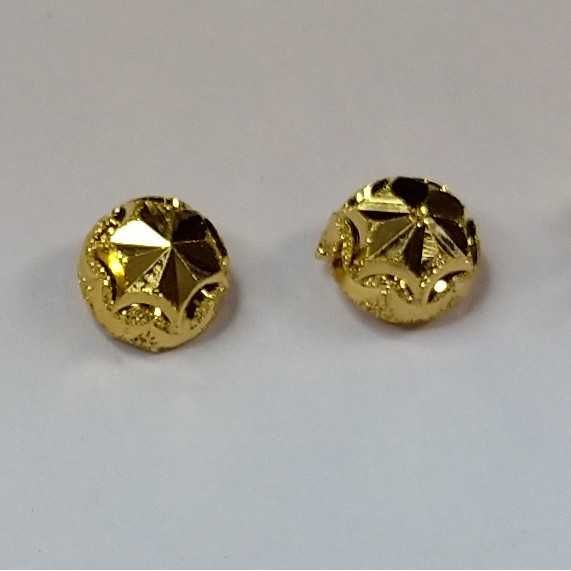 916 Gold Fancy Button Tops Earrings Akm-er-158