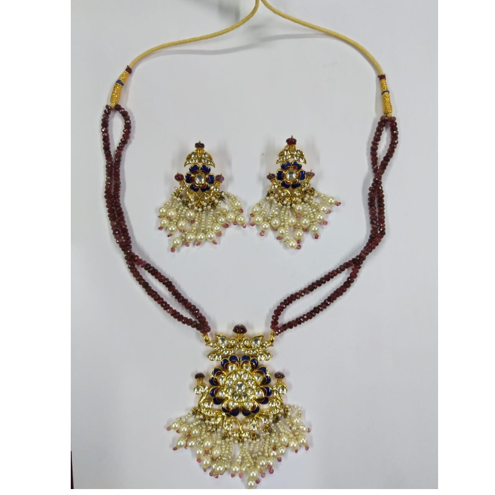 gold jadtar kundan pendant set-akm-ps-058