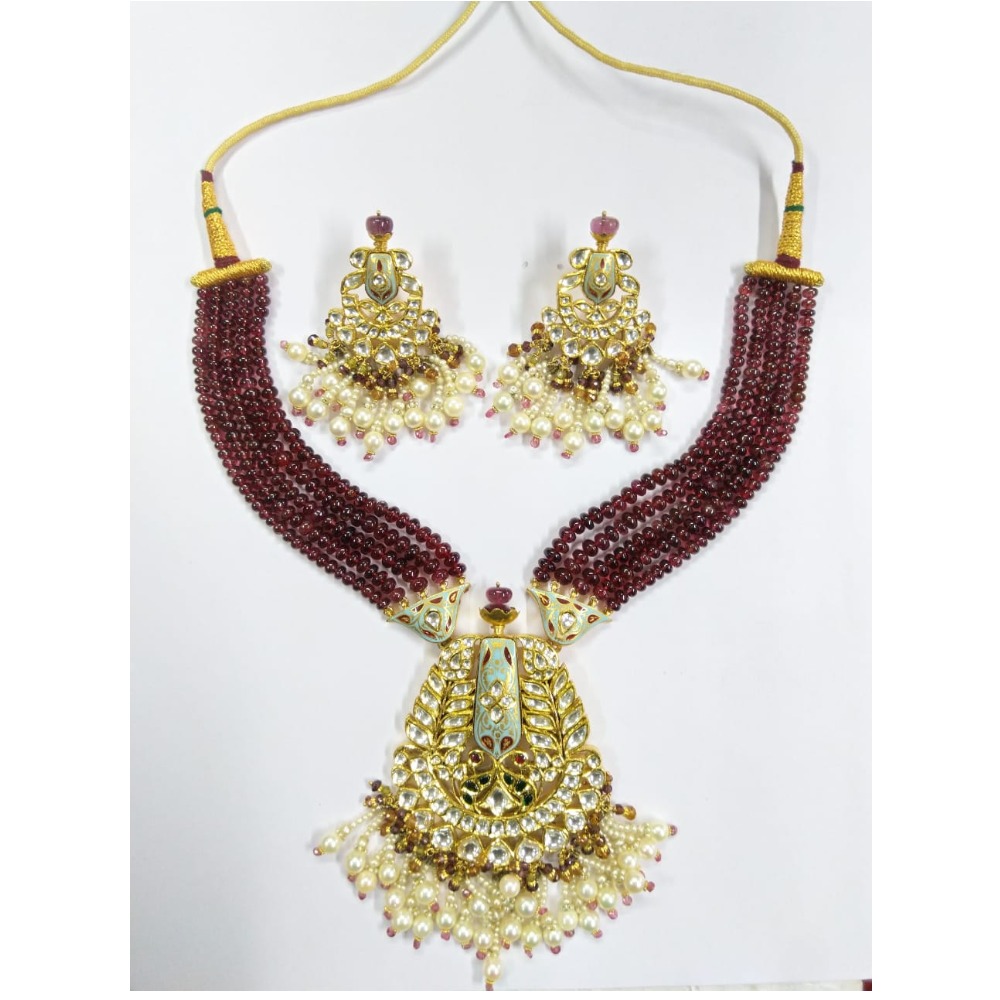gold jadtar kundan pendant set-akm-ps-056