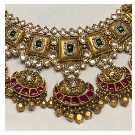 Antique jadtar kundan necklace set akm-ns-054 - Image 3