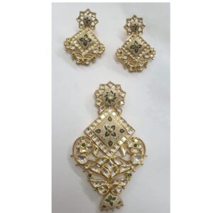 GOLD JADTAR KUNDAN PENDANT SET-AKM-PS-053