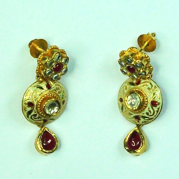 Antique jadtar kundan earrings akm-er-010 - Image 2