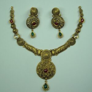916 antique kundan necklace set with earrings akm-ns-007