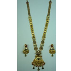 Antique jadtar kundan long set AKM-NS-001