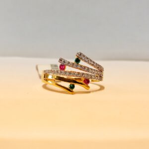 22k Gold Color Stone Fancy Bands For Ladies