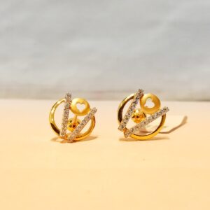 Gold 916 Hallmark Round Shphe Heart Earrings For Women