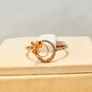 Real Diamond Flower Style Light Weight Ladies Ring