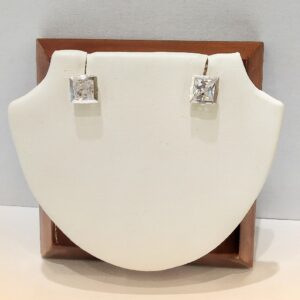 925 Solitaire Stud Square Brilliant Cubic Zirconia Tops For Man