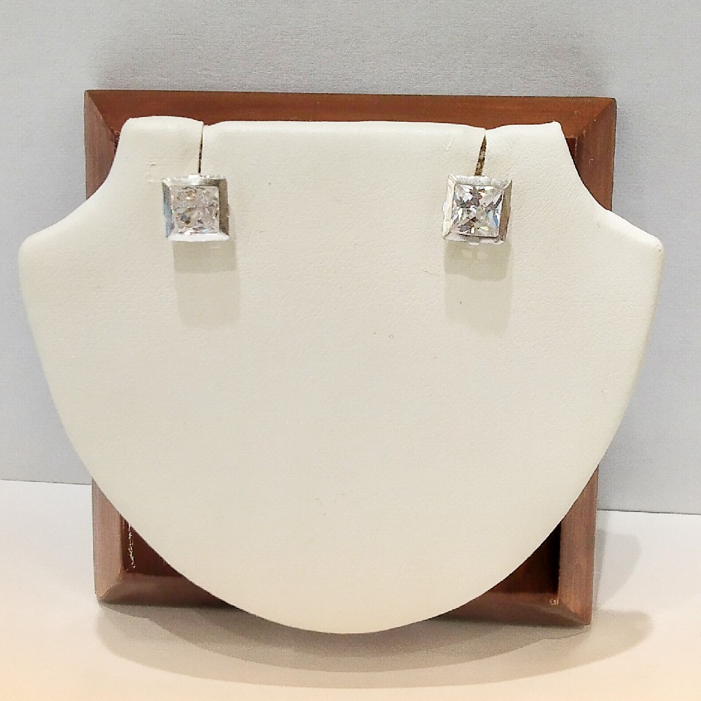 925 Solitaire Stud Square Brilliant Cubic Zirconia Tops For Man