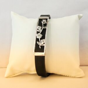 925 Sterling Silver Black Band Classic Design Jents Bracelet