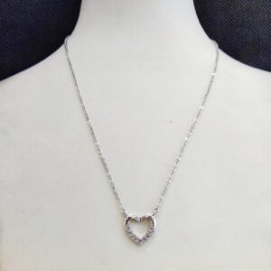 925 Sterling Silver Diamond Heart Pendant Necklace