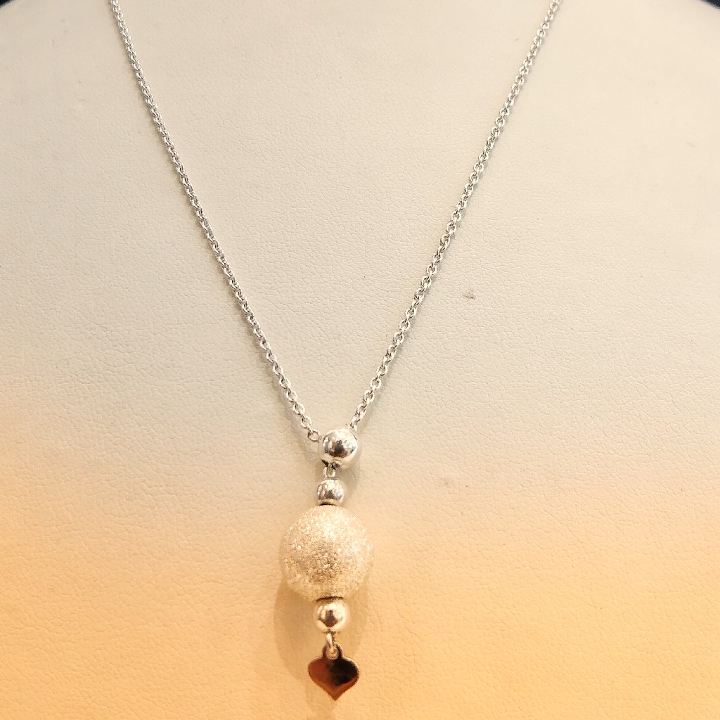 925 Sterling Silver Ball Heart Silver Chain Necklace