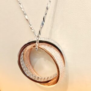 925 Sterling Silver Double Ring  Chain Necklace
