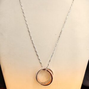 925 Sterling Silver Double Ring  Chain Necklace