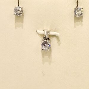 925 Sterling Silver Round Shape Solitaire Pendant Set