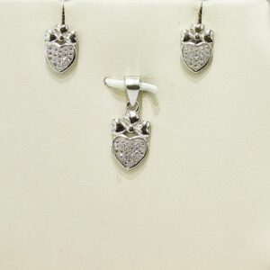 925 Sterling Silver Heart Diamond Pendant set