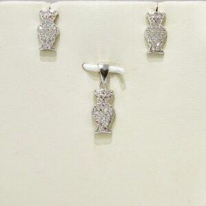 925 Sterling Silver Cat Shape Pendant Set
