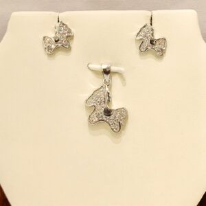 925 Sterling Silver Horse Shape Diamond Pendant Set