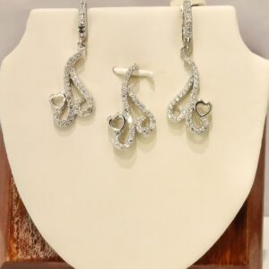 925 Sterling Silver Diamond Pendant Set