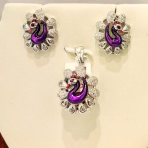 925 Sterling Silver Designer Peacock Ladies Pendant Set