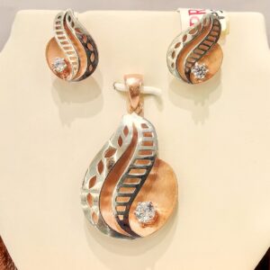 925 sterling silver rose gold unique shape  italian pendant set