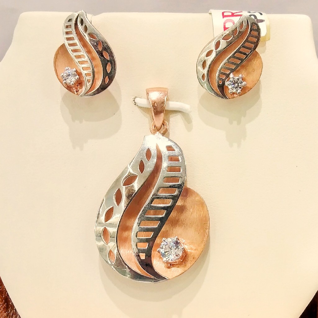 925 sterling silver rose gold unique shape  italian pendant set