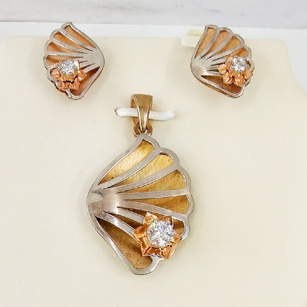 925 Sterling Silver Rose Gold Polish Italian Pendant Set