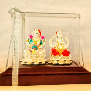 999 emerald ganesh - lakshmi silver idol