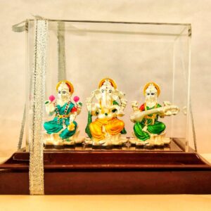 999 Emerald Trimurti ,Ganesh-Laxmi-Sarswati Silver Idol