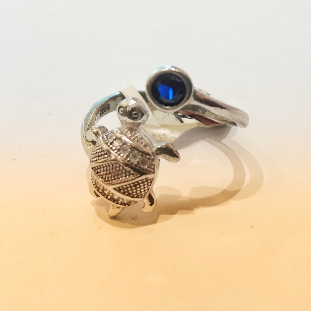 925 Sterling Silver Tortoise/blue Stone Unique Ring For Women