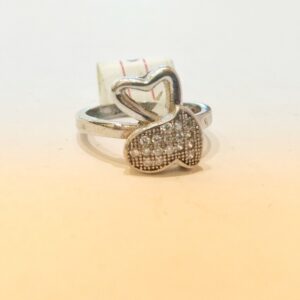 925 Silver Dual Heart Diamond Ring For Women