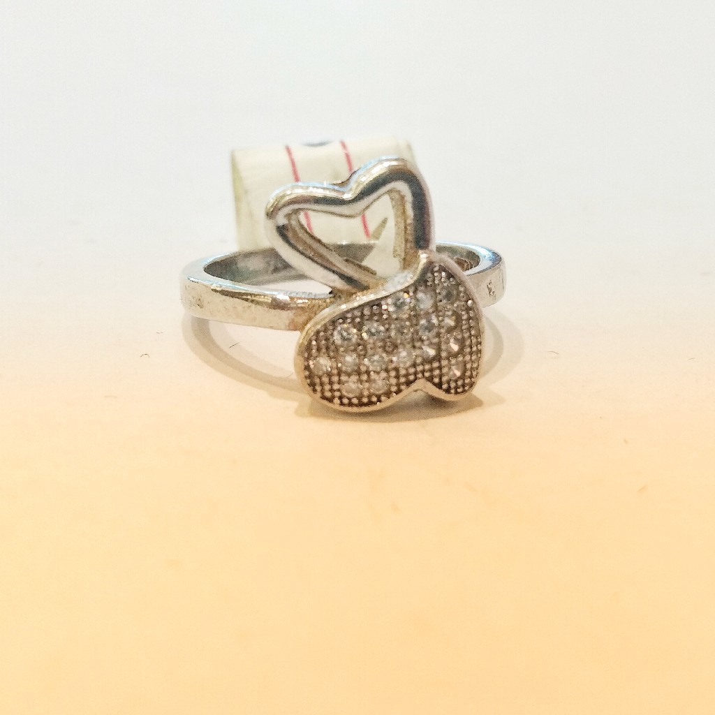 925 Silver Dual Heart Diamond Ring For Women
