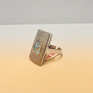 925 Sterling Silver Diamond Square Om Gents Ring
