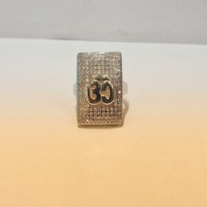 925 Sterling Silver Diamond Square Om Gents Ring