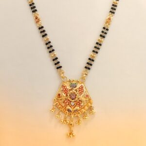22k Hallmark kalkati Meena Work Two Line Mangalsutra