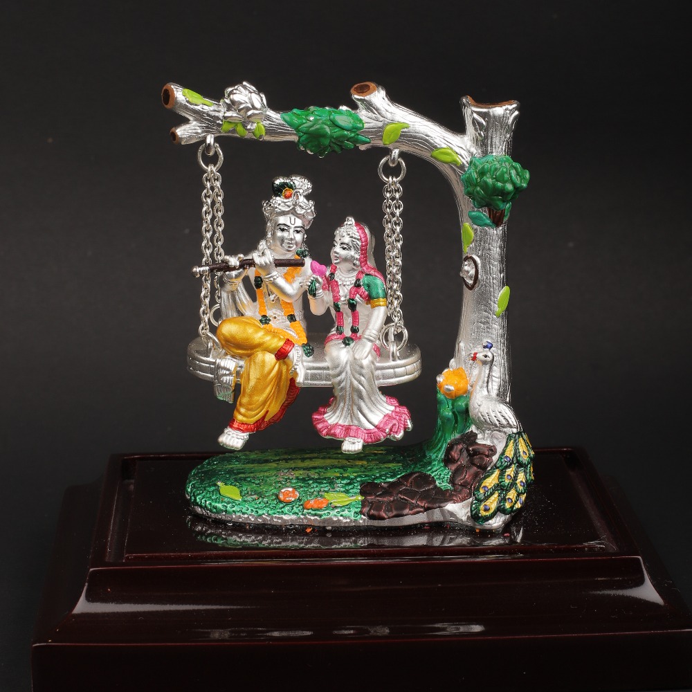 925 pure silver Antique Radha Krishna idols PJ-9963