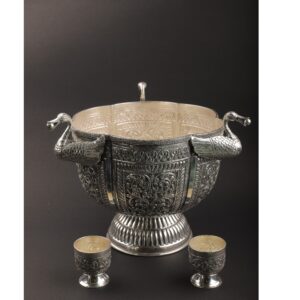 925 Pure Silver Designer Basket & Small Glass PJ-9957