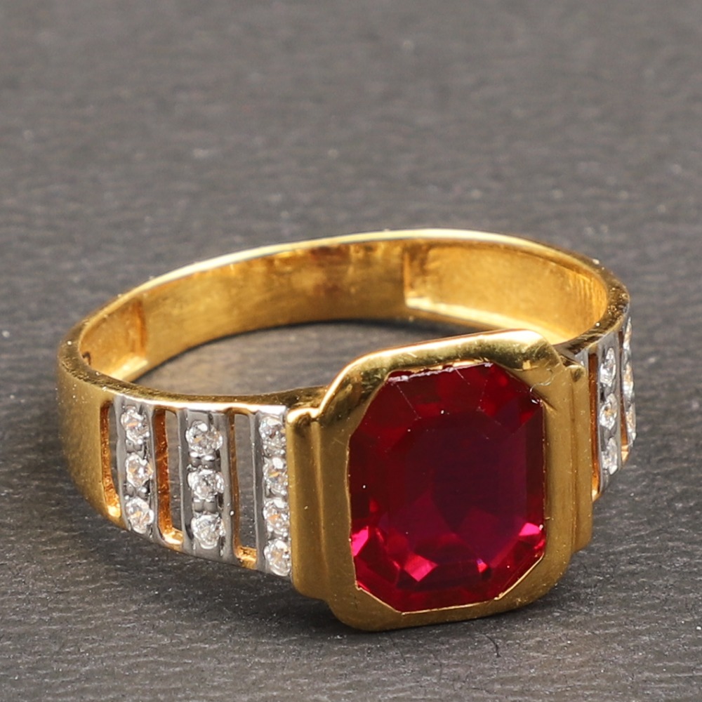 916 Gold red Stone Ring For Men's PJ-25