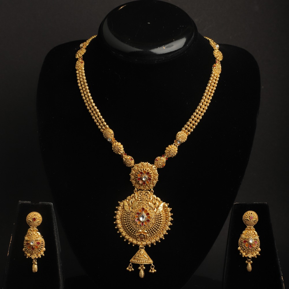 916 Gold Stylish Necklace Set For Ladies PJ-26