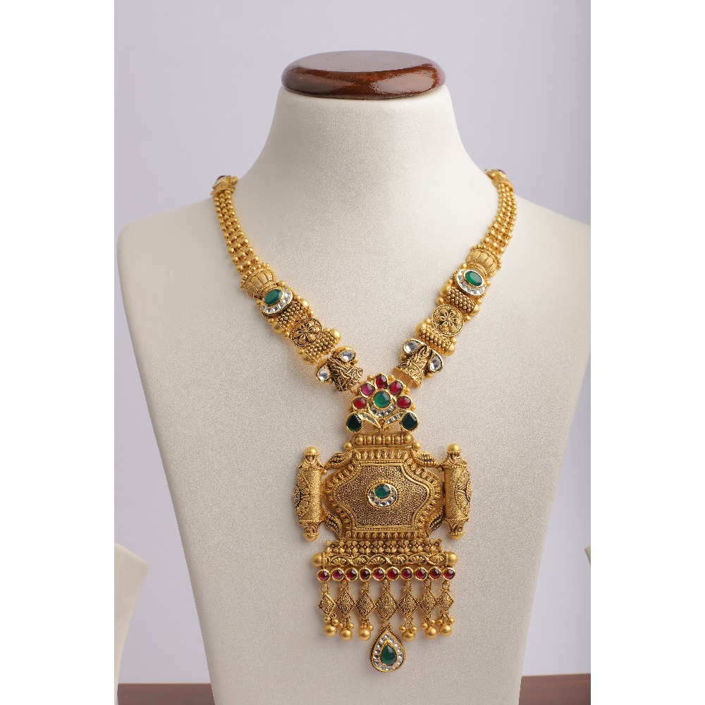 916 Gold Kundan Long Necklace Set PJ-18