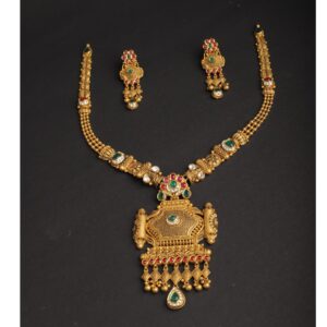 916 Gold Jadtar necklace Set For Bridal PJ-13