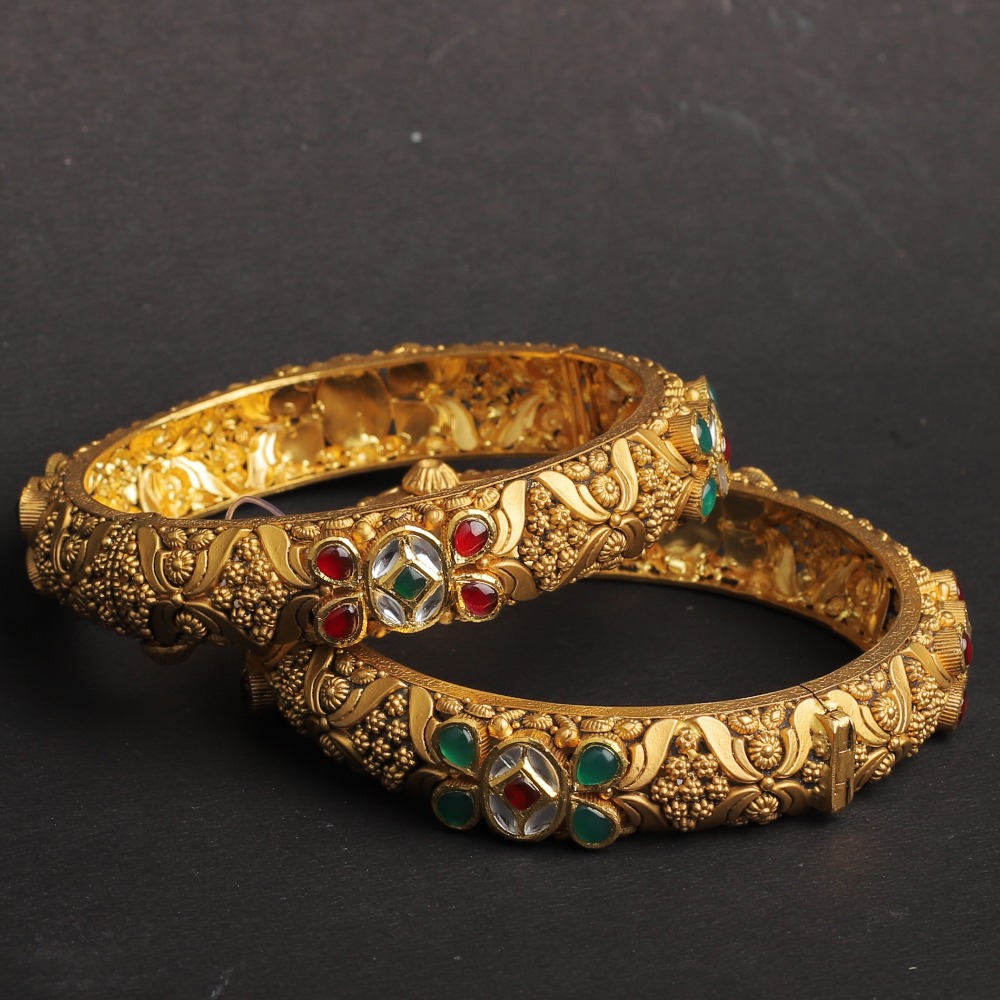 916 Gold Colorful Stone Bangle For Women PJ-009 - Image 2