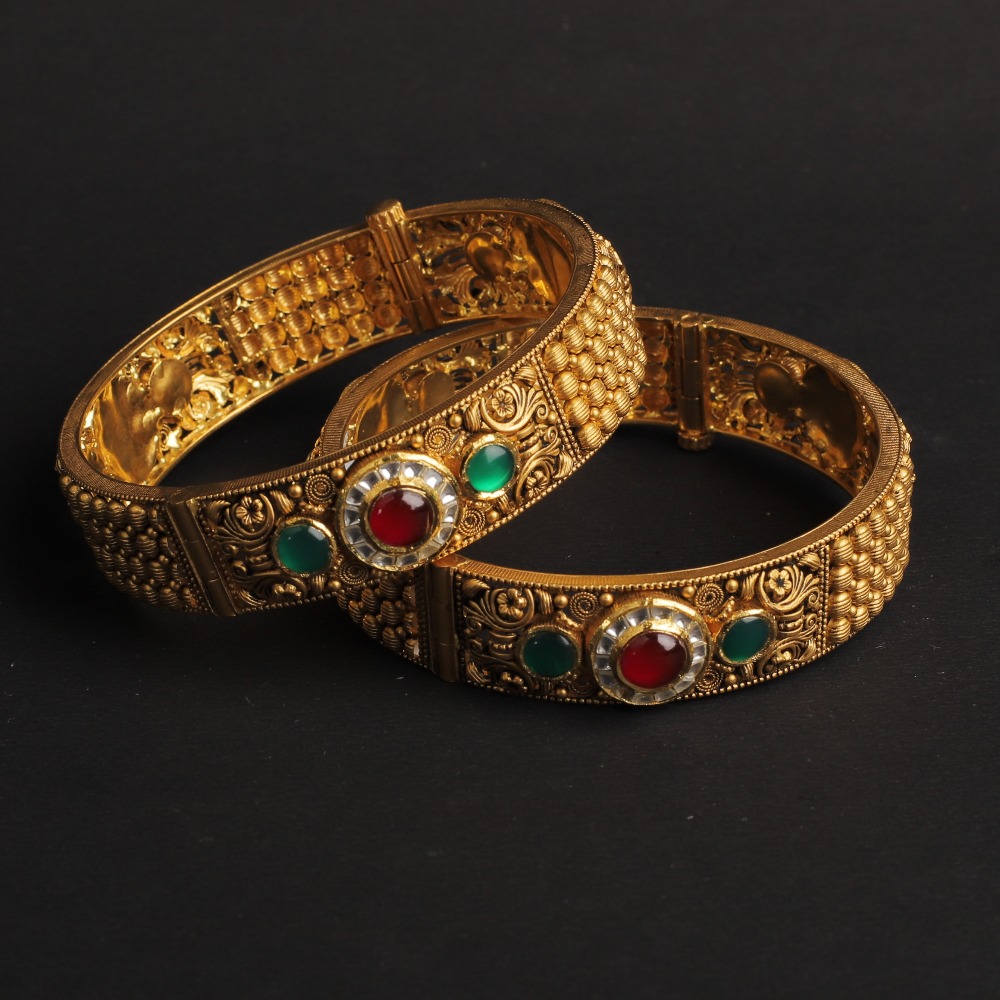916 Gold Kundan Bangle For Women PJ-007